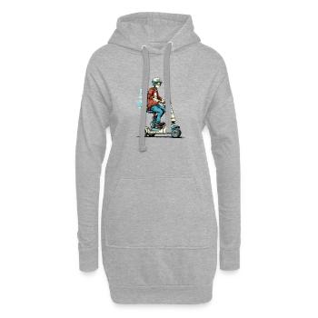 Marc auf seinem futuristischen Roller - Hoodie-Kleid - Grau meliert - Vorne