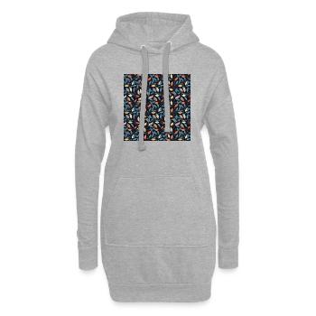 Blätter Nahtloses Muster Blatt Laub Natur Druck - Hoodie-Kleid - Grau meliert - Vorne