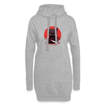 Chat noir assoiffé de sang - Sweat-shirt à capuche long Femme - gris chiné - Devant