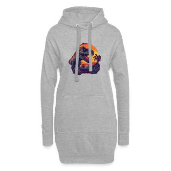 Mächtiger T-Rex-König - Hoodie-Kleid - Grau meliert - Vorne