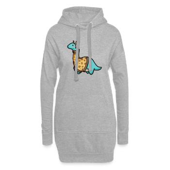 hugadino Giraffe Dino, süßer Dinosaurier - Hoodie-Kleid - Grau meliert - Vorne