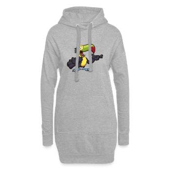 Niedlicher Karikatur-Tukan - Hoodie-Kleid - Grau meliert - Vorne