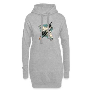 Blaues Sturmflugzeug - Hoodie-Kleid - Grau meliert - Vorne