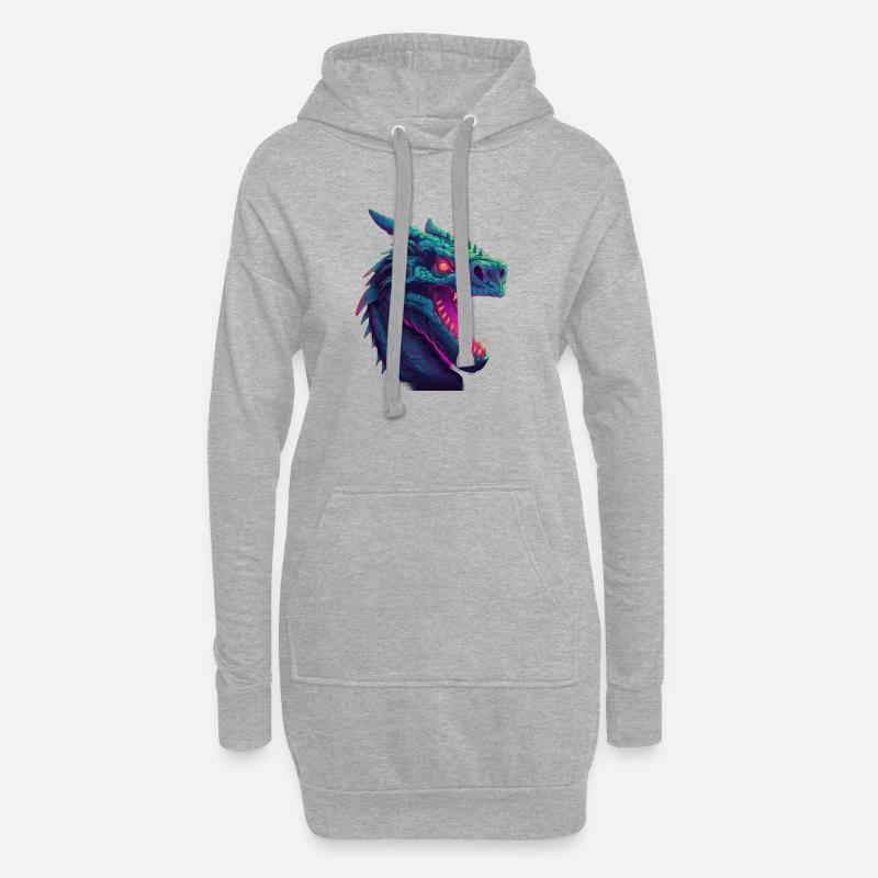 Dragonwave Ein Synthwave-Drachenabenteuer - Hoodie-Kleid - Grau meliert