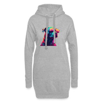Retro Woof A Dog s Synthwave Adventure - Sweat-shirt à capuche long Femme - gris chiné - Devant