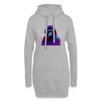 Synthwave-Neon-Beats eines Gorillas - Hoodie-Kleid - Grau meliert - Vorne