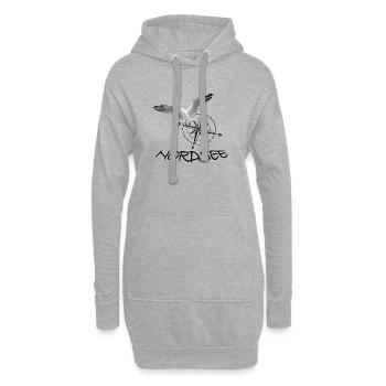 Nordsee - Möwe mit Kompass - Hoodie-Kleid - Grau meliert - Vorne