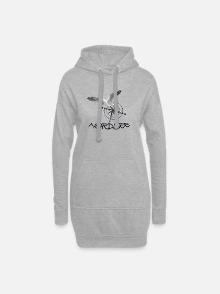 Nordsee - Möwe mit Kompass - Hoodie-Kleid - Grau meliert