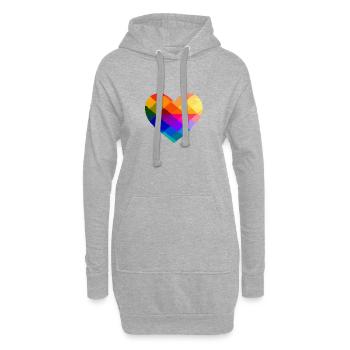 Cœur géométrique aux couleurs de l’arc-en-ciel lgbt - Sweat-shirt à capuche long Femme - gris chiné - Devant