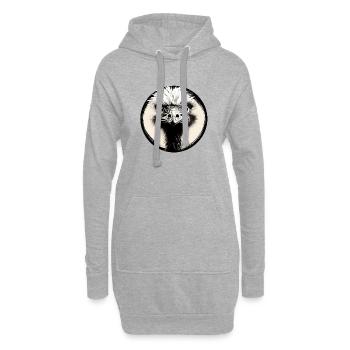Autruche noir et blanc - Sweat-shirt à capuche long Femme - gris chiné - Devant
