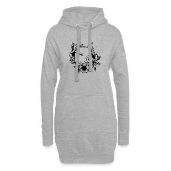 Truie cochonne - Sweat-shirt à capuche long Femme - gris chiné - Devant