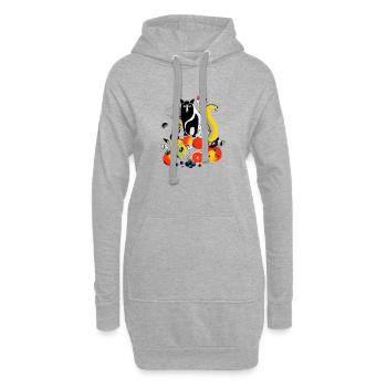 Eddy, die Fruchtkatze - Hoodie-Kleid - Grau meliert - Vorne