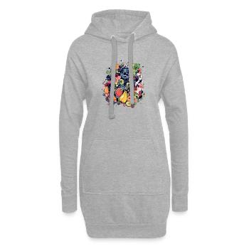 Jiko le monstre des fruits - Sweat-shirt à capuche long Femme - gris chiné - Devant