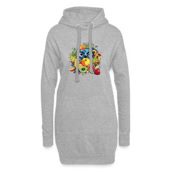 Hibi, die Eule in der Frucht - Hoodie-Kleid - Grau meliert - Vorne