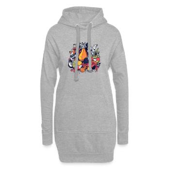 Les anifruits n 4 - Sweat-shirt à capuche long Femme - gris chiné - Devant
