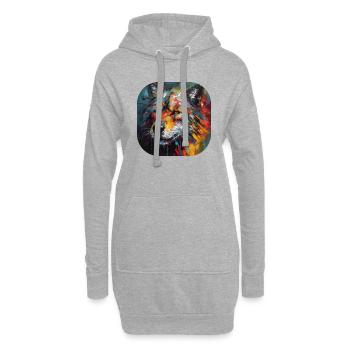Thick brush water colour wolf magic - Hoodie Dress - heather grey - Front