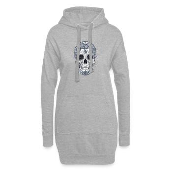 Schädel - Hoodie-Kleid - Grau meliert - Vorne