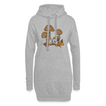 Pilze - Hoodie-Kleid - Grau meliert - Vorne
