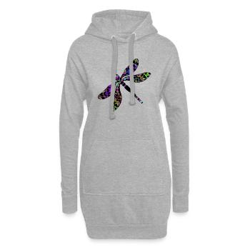 Libellule - Sweat-shirt à capuche long Femme - gris chiné - Devant