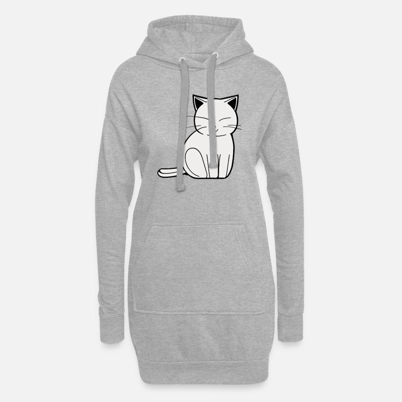 Chat mignon - Sweat-shirt à capuche long Femme - gris chiné