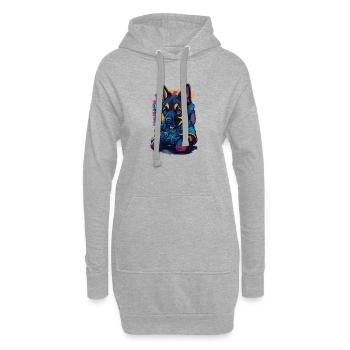 Deutscher Schäferhundwelpe spielt mit Gamecontroll - Hoodie-Kleid - Grau meliert - Vorne