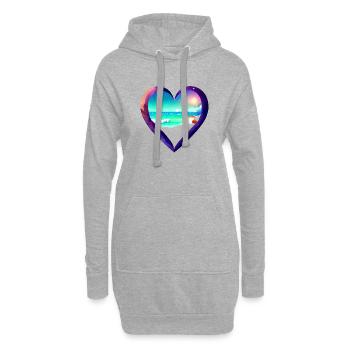Sommerurlaub Palmen Insel Sonne Palme Strand - Hoodie-Kleid - Grau meliert - Vorne