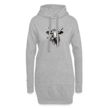 Haga la vache - Sweat-shirt à capuche long Femme - gris chiné - Devant