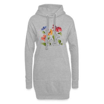 Fleur - Sweat-shirt à capuche long Femme - gris chiné - Devant