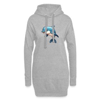 Kleiner, niedlicher Delfin im Comic-Stil - Hoodie-Kleid - Grau meliert - Vorne
