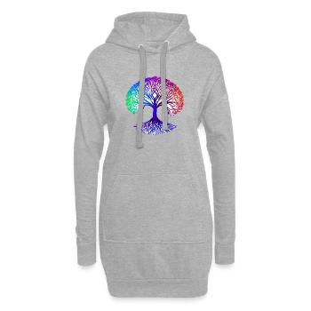 Lebensbaum Yoga Baum des Lebens Meditation - Hoodie-Kleid - Grau meliert - Vorne