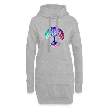 Lebensbaum Yoga Meditation Baum des Lebens - Hoodie-Kleid - Grau meliert - Vorne