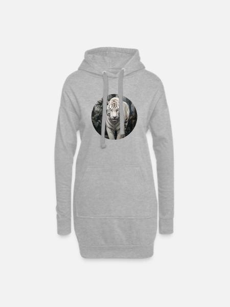 Weißer Tiger - Hoodie-Kleid - Grau meliert