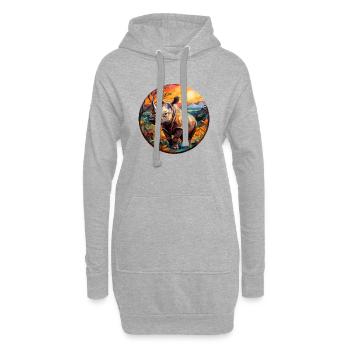 Rhinocéros - Sweat-shirt à capuche long Femme - gris chiné - Devant