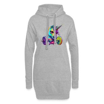 Fitness Einhorn - Hoodie-Kleid - Grau meliert - Vorne