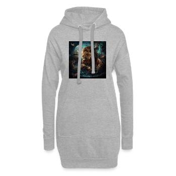 Löwe in Fantasiewelt - Hoodie-Kleid - Grau meliert - Vorne