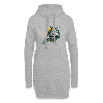 Avion flamme verte - Sweat-shirt à capuche long Femme - gris chiné - Devant