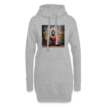 La prière de Buddha - Sweat-shirt à capuche long Femme - gris chiné - Devant