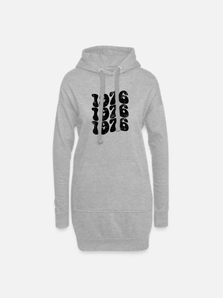 1976 Retro - Hoodie-Kleid - Grau meliert