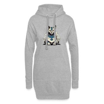 Zal le chat Egyptien - Sweat-shirt à capuche long Femme - gris chiné - Devant