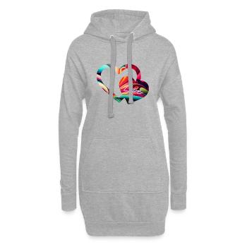 Coeur love amour coloré - Sweat-shirt à capuche long Femme - gris chiné - Devant