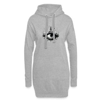 Image noire de l’œil mystique des Mayas - Sweat-shirt à capuche long Femme - gris chiné - Devant