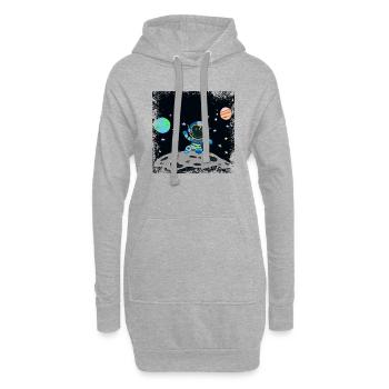 astronaute bleu bleu grunge - Sweat-shirt à capuche long Femme - gris chiné - Devant