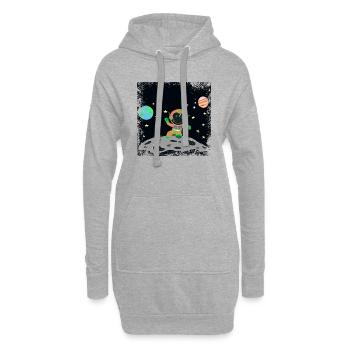 astronaute orange vert grunge - Sweat-shirt à capuche long Femme - gris chiné - Devant