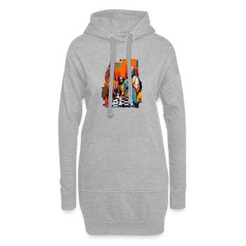 Schachpartien - Hoodie-Kleid - Grau meliert - Vorne