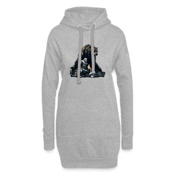 Wikinger mit riesigem Bär - Hoodie-Kleid - Grau meliert - Vorne