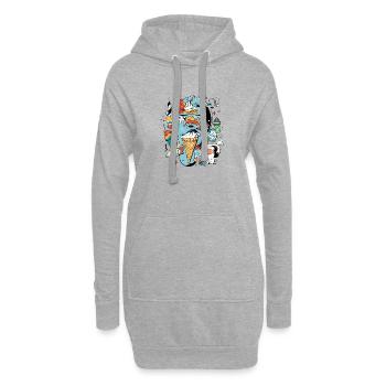 Le mangeur de glace - Sweat-shirt à capuche long Femme - gris chiné - Devant