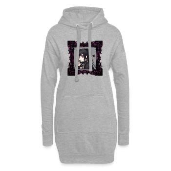 Anime Gothic-Mädchen in einem Rahmen - Hoodie-Kleid - Grau meliert - Vorne
