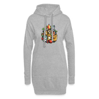 Entzückende Tiere in Früchten - Hoodie-Kleid - Grau meliert - Vorne
