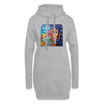 Fille aux fleurs - Sweat-shirt à capuche long Femme - gris chiné - Devant