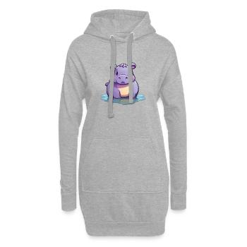 Flusspferd - Hoodie-Kleid - Grau meliert - Vorne